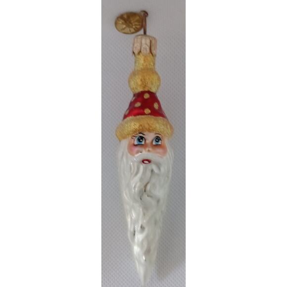 Christopher Radko Santa Head 2 Face Icicle Long Beard Christmas Ornament - Picture 3 of 16